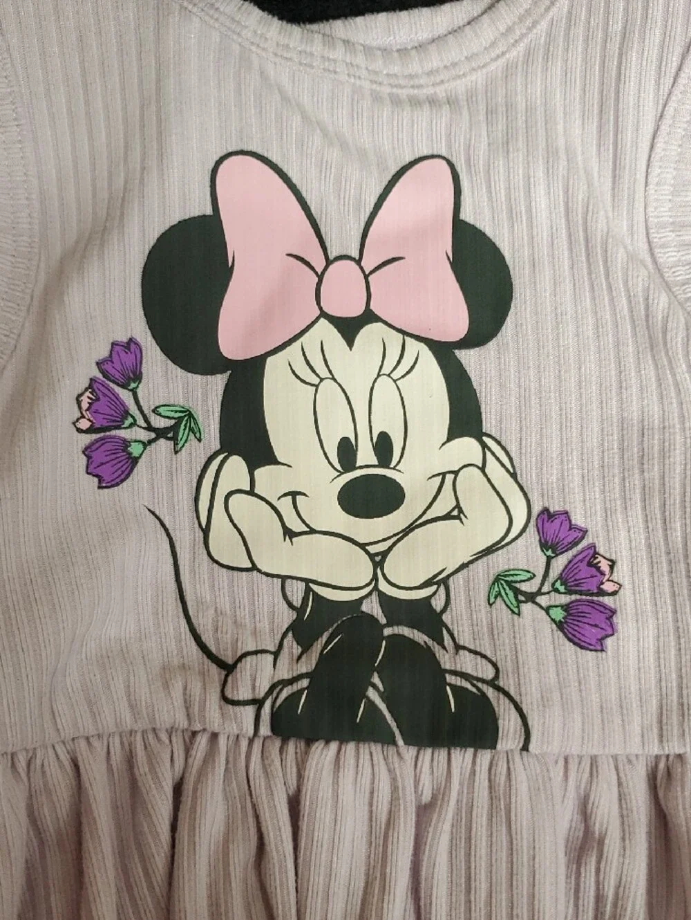 Two 9 Month Disney Minnie Mouse Lavender & White Dress Outfits